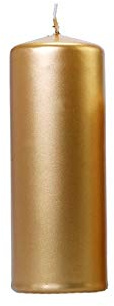 PartyDeco SKKMET-019D-OP-Metallisierte Stumpenkerze, Gold, 15 x 6cm (1 VPE / 6 STK, Standard