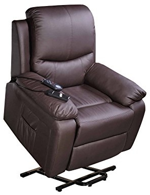 ECO-DE Fauteuil de Relaxation releveur a vibration électrique inclinable avec Repose-Pied Ajustable et chaleur au dos. Simili Cuir (marron) ECO-8600UP