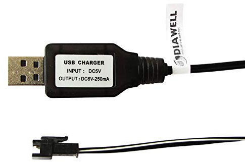 Diawell USB Ladekabel Ladegerät für Akku NiCd NiMh 6V 250 mA mit SM Stecker