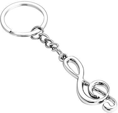 Li-ly Élégant Note de Musique Forme Alliage Pendentif Porte-clés Porte-clés Charme Sac de Voiture Porte-Monnaie Accessoires Suspendus Ornements Cadeaux Boucle de clé - Argent Durable et Pratique