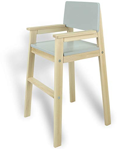 Kinderstuhl Hochstuhl Massivholz Buche Natur & Grau. Modernes Design. Treppenhochstuhl Buche für Esstisch, Kinderhochstuhl für Kinder, stabil & pflegeleicht viele Farben möglich