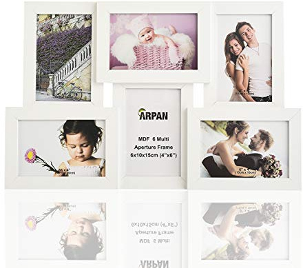 ARPAN Collage Multiple Picture Frames for 6 Photos in 4 x 6 Inches Wooden, MDF Wall Mounting Frame (White)