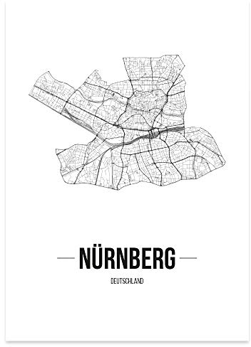 JUNIWORDS Stadtposter, Nürnberg, Wähle eine Größe, 30 x 40 cm, Poster, Schrift B, Weiß