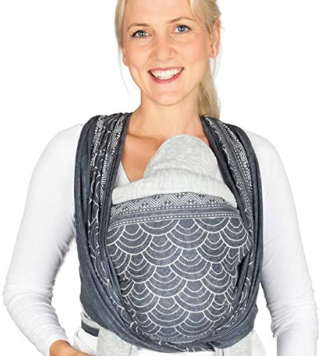 Hoppediz gewebtes Baby-Tragetuch ab Geburt, Neugeboren bis Kleinkind, 100% kbA-Baumwolle (Bio), Sapporo 5,40 m