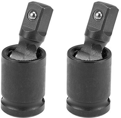 sourcing map 2 Pcs 1/2 Inch Drive Universal Joint Swivel Deep Impact Socket, Cr-V