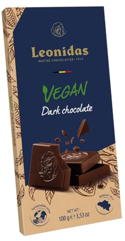 Leonidas Vegan Dark Chocolate Bars – Pack of 6 × 100 g | Luxury Cocoa Belgian Chocolate | Dairy-Free & Plant-Based | Premium Vegan Belgian Chocolatier Gift Set