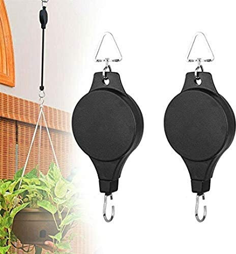 2Pcs Plant Pulley Retractable Hanger Hanging Planter Flower Basket Pot Haken, Hängen Orchid Pot Hook, Retractable Hook