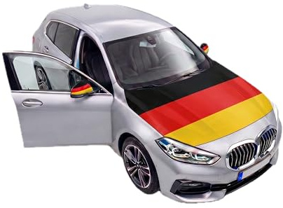 Auto Fahnen Deutschland Set - Motorhaubenflagge & 2 Außenspiegelfahnen Überzieher, Autoflagge Fanartikel für Fußball EM & WM, Deutsche Flagge Fahrzeug Deko
