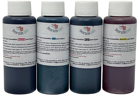 Bouteille d'encre comestible alimentaire de 100 ml (lot de 4 couleurs)
