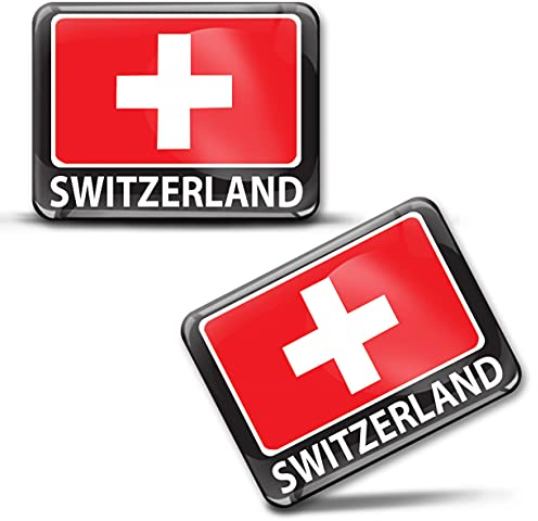 SkinoEu® 2 x 3D Aufkleber Switzerland Schweiz Flagge CH Fahne F 180