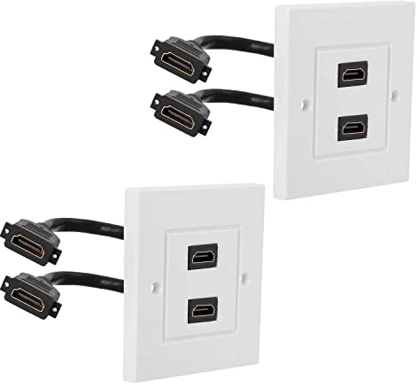 HDMI Wall Plate Panel Faceplate 2Pcs, Ancable Dual Port HDMI Wall Panel Socket Plug Jack Outlet Decorative Face Cover Mount Panel for Home Hotel Office Building