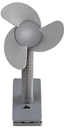Petit ventilateur Dooky, ventilateur de poche (accessoire pour voiture & poussette, ventilateur à piles & à pinces, se fixe partout, trépied flexible, parfait pour les chaudes journées d'été), Gris