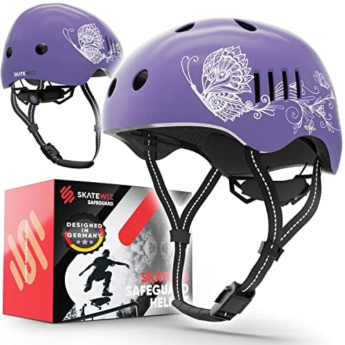 SKATEWIZ Fahrradhelm | Helm Fahrrad, Leichter Skaterhelm, Mountainbike Helm, Größe L in Lila, Fahrradhelm Damen, Fahrradhelm Frauen