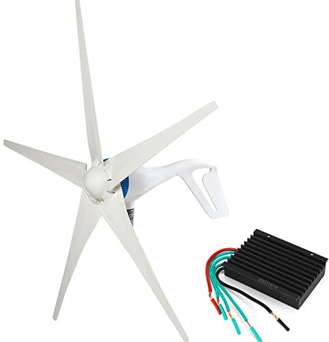 Generador de turbinas eólicas de 4000W, 12V 24V 48V 5 BLADAS AXIL HORIZONTAL Generador de imán permanente con alumbrado de la calle del controlador de viento y más sistema híbrido solar y eólico,48V