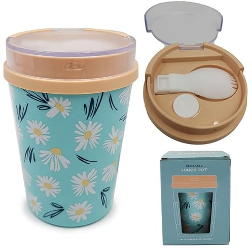 Puckator LPOT18 Daisy Lane Pick of The Bunch Reusable Lunch Pot/Snack Pot with Spork 500ml
