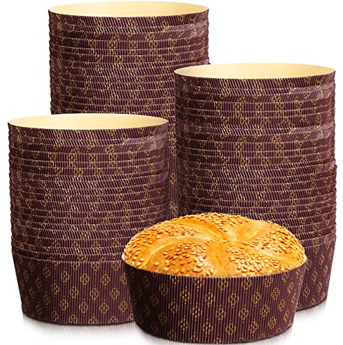 50 Stück hitzebeständige, runde Papierbackformen, 15.2x6.1 cm, Einweg-Backform, dekorative Papier-Tortenformen, Einweg-Panettone-Papierform, für Muffins, Mikrowelle, Ofen- und Gefrierschrank geeignet