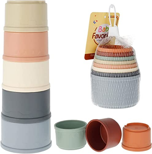 8pcs Stacking Cups Toy for Kids/Rabbits, Pre-school Learning Tower, Nesting Stacking Cup Baby Bath and Teething Toy for 6 Month+ Toddlers Boys Girls