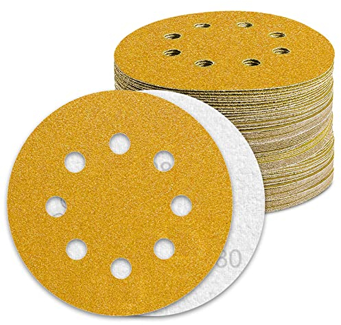 Schleifpapier 125mm Klett Schleifscheiben 80 Körnung 8 Loch 100St. für Exzenterschleifer Schleifmaschine Poliermaschine