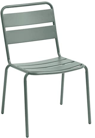 Hespéride - Chaise de Jardin Empilable Phuket Vert Olive - Acier Traité Epoxy Traitement Antirouille Renforcé - 52 x 60 x 84 cm - Meuble d'Extérieur