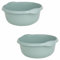 TENLITE [Set of 2] - 28 CM Multipurpose Plastic Bowl Washing Up Basin 5L Sink Tidy Organiser Wash Tub Space Saving for Home Kitchen - Silver Sage (Round Bowl 28cm)