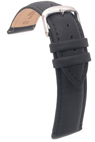 diloy Cinturino Orologio in Pelle di Vitello Ingrassata – Stile Classico Imbottito – Fibbia in Acciaio – Compatibile con Daniel Wellington – Misure 12mm, 14mm, 16mm, 18mm, 20mm, 22mm 77 Nero 16mm