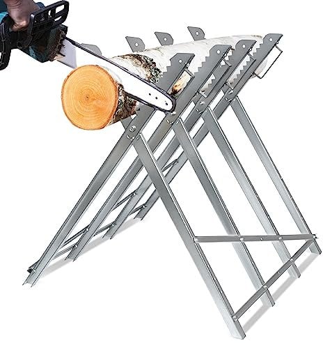 ACXIN Chevalet de Sciage Pliable en Métal Galvanisé - Support de Tronçonneuse et Scie - Cadre Pliable avec Capacité de Charge Maximale de 150 kg - 82 x 80,5 x 79 cm - Idéal pour Bûches et Bois