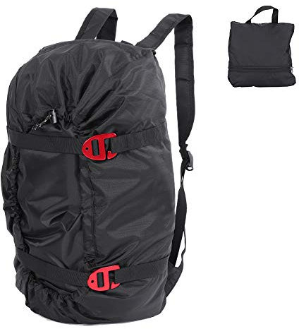 Rock Climbing Rope Bag Waterproof Folding Shoulder Backpack with Ground Sheet, Buckles and Carry Straps Folding Shoulder Strap for Outdoor Camping Hiking(Black)
