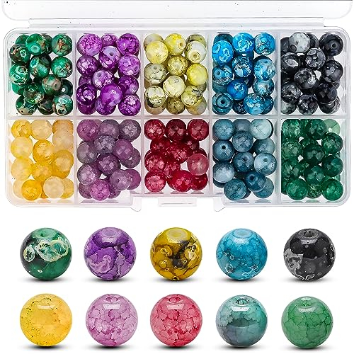 Rayong Natürliche Edelsteine 200 Stück Edelstein Perlen Rund Edelsteine zum Auffädeln Steinperlen Edelsteinperlen für Schmuckherstellung und DIY Handwerk Dekor, 8mm, 10 Farben