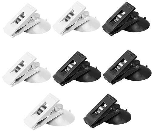 VIKY® 8 Stück Saugnapf Klammer Parkscheinhalter, Kunststoff Parkausweis Halter, Wasserdicht Duschvorhang Clips Saugnapf Klein, Multifunktion Saugnäpfe Clips für Fenster für Glas, Badezimmer und Auto
