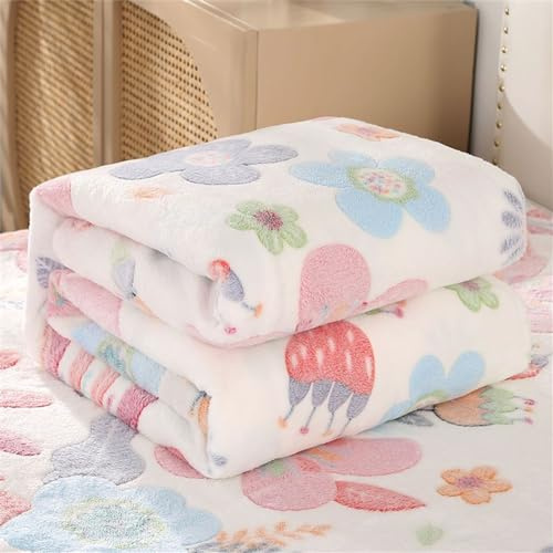 FANSU Kuscheldecke Flauschig Flanell Decke Fleecedecke, Extra Weiche Warm im Herbst Winter Modern Wohndecke Microfaser Decke als Wohnzimmerdecke, Sofaüberwurf, Bettüberwurf (120x200cm,Erdbeere)