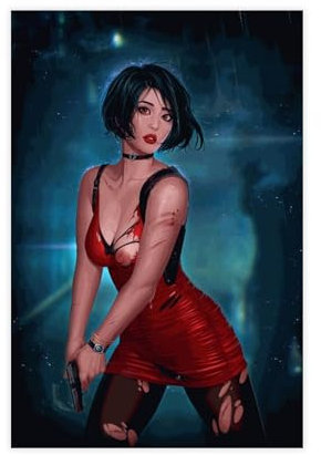 FrySky Resident Evil Ada Wong Poster 8 Leinwand Poster Schlafzimmer Dekor Sport Landschaft Büro Zimmer Dekor Geschenk ungerahmt 30 x 45 cm