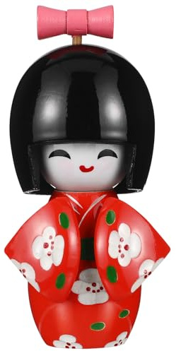 PRETYZOOM Japanische Geisha Kimono Puppe Traditionelle Kokeshi Puppe Ornament Holz Kimono Mädchen Ornament Asiatische Geisha Figuren Statuen Tischdekorationen für Home Office Auto Geburtstag Party