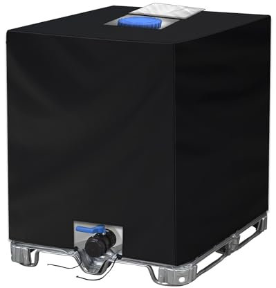 IBC Tank Abdeckung 1000L NEVERLAND IBC Container Cover Abdeckplane für Wassertank IBC Behälterabdeckung Wassertank staubdichte Anti-UV-Schutzabdeckung 120 * 100 * 116cm Schwarz