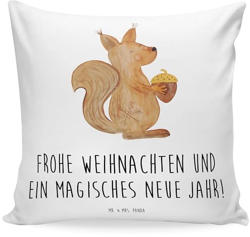 Mr. & Mrs. Panda Dekokissen Eichhörnchen Weihnachten - Geschenk, Advent, Heiligabend, Sofakissen, Nikolaus, sitzkissen, Weihnachtsgruß, Neujahr,