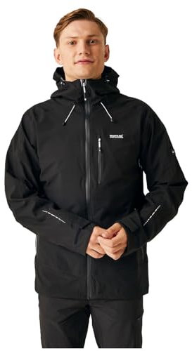 Regatta Herren Men's Waterproof Jacket Okara Jacke mit durchgehendem Reißverschluss, wasserdicht und atmungsaktiv, Black, L