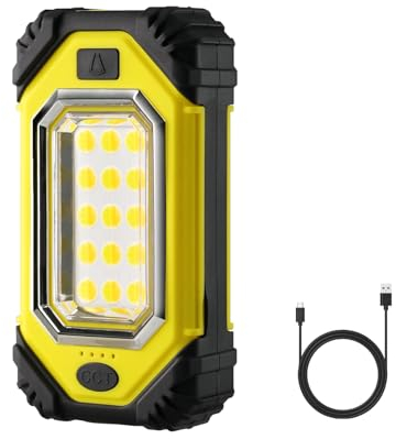 Napatyre Lampe Chantier, 8000mAh Projecteur LED Rechargeable 1000LM Projecteur de Chantier avec Aimants & Crochet, 6 Modes Lampe de Travail Portable pour Réparation, Camping, Urgenc