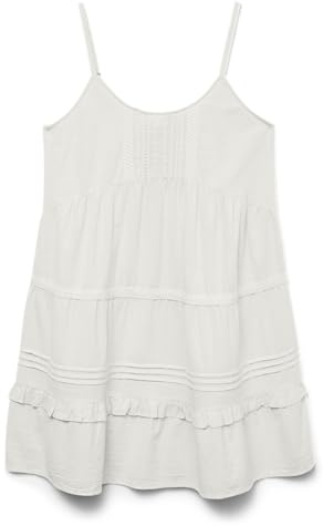 VERO MODA Damen Vmpretty Short Singlet Dress WVN Ga Noos, Snow White, X-Large