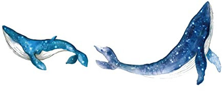 Beatifufu 2Sätze Kinderzimmer Wandtattoos Wal Aufkleber Lustige Blaue Walfisch Wandsticker für Schlafzimmer Deko Selbstklebende Wanddekoration für Mädchenzimmer und Babyzimmer