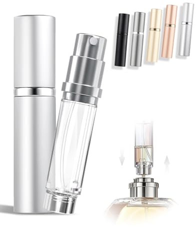 ASADAYS Tragbarer Parfümzerstäuber, nachfüllbar, leere Reise-Sprühflasche, Nano-Nebel, Bodenfüllung, Mini-Zerstäuber, Taschengröße, Damen und Herren (klassisch, silberfarben)
