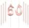 mciskin Rose Gold 60 Birthday Candles-Number 60 Candle for Cake with Long Thin Candles Set, Rose Gold Cake Topper for Women 60th Birthday Decorations Supplies,60th Wedding Anniversary Decorations