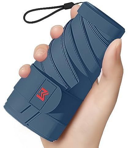 Moorrlii Mini ombrello da viaggio per portafoglio con custodia, piccolo, compatto, protezione UV, leggero, piccolo ombrello tascabile con custodia per donne e ragazze, grigio-blu (borsa per ombrelli),