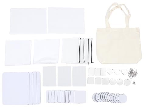 Ensemble Vierge de Sublimation de 77 Pièces, Kit de Démarrage par Sublimation par Transfert de Chaleur pour les Travaux Manuels Tels que les Trousses de Maquillage, les