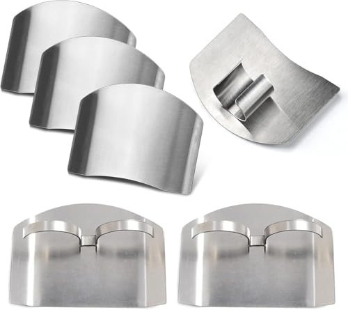Kitchen Finger Guards, 6Pcs Tainless Steel Finger Guard, Single/Two Finger Protector, for Prot Ecting Your Fingers From Knife Cutting Hurts Steel for Kitchen Meat Vegetable Fruit Slicing Dicing Gadget