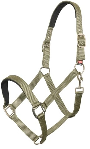 Imperial Riding Halfter Classic Sport aus robustem Nylon, weich gepolstert mit Neopren, verstellbar, mit Karabiner & luxuriösen Roségold-/Goldbeschlägen, Komfortables Pferdehalfter, Olivgrün, Fohlen