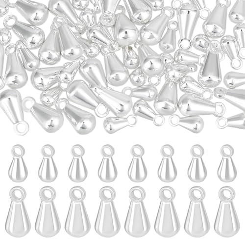 Beebeecraft 1 Box Mit 80 Stück 2 Größen Tropfenanhänger 925 Sterling Silber Plattierte Baumelnde Endperlen Verlängerungskette Wassertropfen Anhänger Abschlussperlen Für Die Schmuckherstellung Ohrring