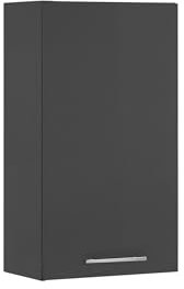 möbelando Hängeschrank >LAUNDREEZY< Anthrazit mit Metallstangengriff, 50x90x31 cm, Verstellbarer Einlegeboden, matt beschichtete Oberfläche, beidseitig montierbare Drehtür