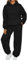 Streatwear Trainingsanzüge Für Damen Jogger Zweiteiler Outfit Casual Pullover Jogginganzug Set Langarm Sportanzug Freizeitanzug Damen Elegant Sportkleidung Frauen Set (3-Black,M)