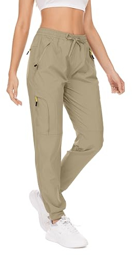 Women's Cargo Joggers Lightweight Quick Dry Walking Trousers UPF 50 Casual Outdoor Workout Running Pants(Khaki-M)