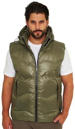 Soulstar Herren Weste mit Kapuze Steppweste Puffer-Weste Bodywarmer Outdoor-Weste Winterjacke Jacke