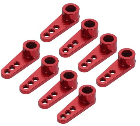 QUARKZMAN 8 Stück Aluminium Servo Horn 25T Servo Horn Lenkung Kurzer Arm 28mm Länge Rot Geeignet für DIY RC Auto/Boot/Flugzeuge Boot Modell Zubehör